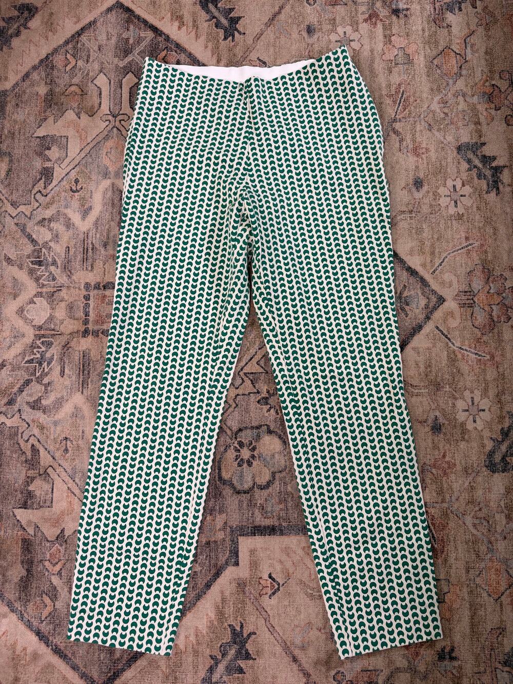 A New Day Green White Geo Moon Print High Rise Ankle Pants Women’s Size 6